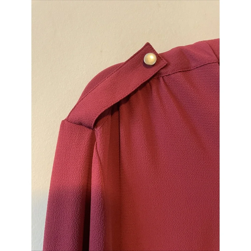 Maggie Sweet XL Rust Red Blouse Button Shoulder Long Sleeve Tunic Top